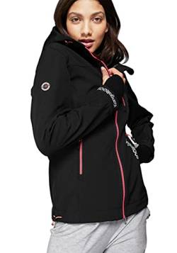 Bekleidung Kangaroos Damen Softshelljacke Softshell Jacke mit Kapuze (Schwarz, 38) von Bekleidung