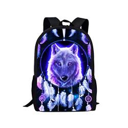 Belidome 3D Kinder Schulrucksack Rucksack Taschen mit verstellbaren Riemen, Schulrucksack, groß, leicht, Galaxy Wolf, Einheitsgröße, Tagesrucksack von Belidome