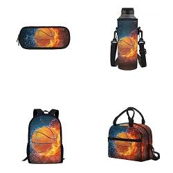 Belidome 4 x Rucksack für 43,2 cm (17 Zoll) Laptop-Lunch-Tasche, Stifttasche, Wasserflaschen-, Basketballball., Einheitsgröße, Kinderrucksack von Belidome