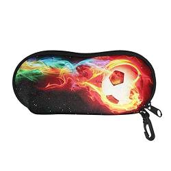 Belidome Brillenetui, weiche Tasche, für Damen, Kinder, langlebig, tragbar, Flamme Fußball, One size von Belidome