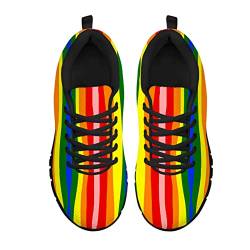 Belidome Bunte Regenbogen-Turnschuhe für Damen Herren Flache Sportschuhe Lauftrainer von Belidome