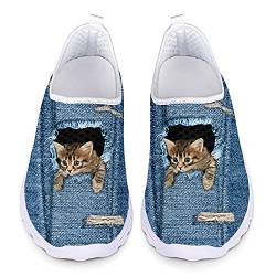 Belidome Cat Pockets Slip on Sneaker für Damen Herren Sport Flache rutschfeste Sneaker Mesh Schuhe von Belidome