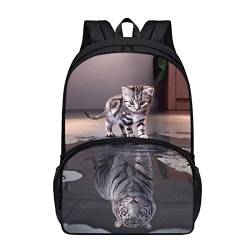 Belidome Cooler Schulrucksack für Mädchen Jungen Schultasche Büchertasche Taschen Rucksack 43,2 cm, Katze Tiger, Einheitsgröße von Belidome