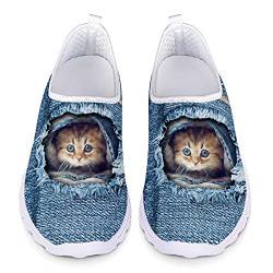 Belidome Cute Cat Taschenmuster Casual Slip on Schuhe für Frauen Männer Walk Durable Mesh Trainer Atmungsaktiv von Belidome