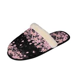 Belidome Damen Memory Foam Slipper Fuzzy House Schuhe, Kirschblüte Sakura, Small von Belidome