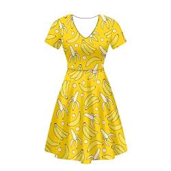 Belidome Damen-Midi-Kleider, Neuheit, Party, Kleid, V-Ausschnitt, bequemes Sommerkleid, banane, XXX-Large von Belidome