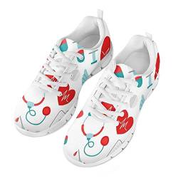 Belidome ECG Heart Design Mesh Sneaker Schuhe für Frauen Männer Atmungsaktive Turnschuhe Schnüren Atmungsaktiv 39EU von Belidome