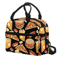Belidome Hamburger-Lunch-Tasche für Frauen Mädchen kleine Jungen Schule Mittagessen Kühltasche Tragetasche mit Fronttasche Gurt von Belidome