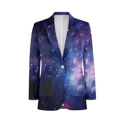 Belidome Herren-Blazer-Jacke mit einem Knopf, schmale Passform, Blue Galaxy Star, XL von Belidome