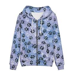 Belidome Kapuzenpullover mit Reißverschluss für Damen, Sweatshirt, Jacke, athletisches Fitnessstudio, T-Shirt, Violette Hundepfote, 52 von Belidome