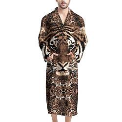 Belidome Langer Mann Bademantel mit Tasche Nachtwäsche Bademantel für Party, tiger, One size von Belidome