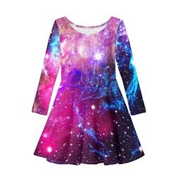 Belidome Little Big Mädchen Kleid Langarm Winterkleider Einteiler, Lila Galaxy, 9-10 Jahre von Belidome