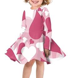 Belidome Little Big Mädchen Kleid Langarm Winterkleider Einteiler, rosa herz, 7-8 Jahre von Belidome