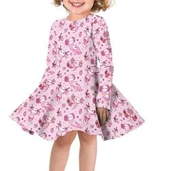 Belidome Mädchen Kleid Langarm Einteiler Party Kostüm A-Linie Kleider 3-16 Jahre Kinder, Axolotl Pink, 11-12 Jahre von Belidome