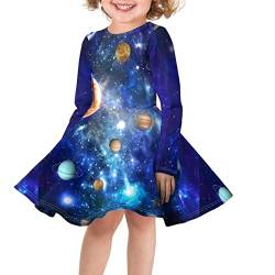 Belidome Mädchen Kleid Winter Langarm Einteiler Party Schule Kostüme, Planet Galaxy, 11-12 Jahre von Belidome