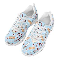 Belidome Nurse Tool Design Casual Sneaker für Frauen Männer Schnürschuhe Soft Breathable 40 EU, Blau von Belidome