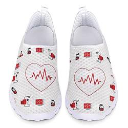 Belidome Nurse Tools EKG-Muster Slip on Trainer Frauen Männer Casual Mesh Schuhe Turnschuhe für Walk Running von Belidome