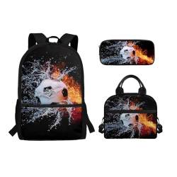 Belidome Rucksack-Set für Mittelschule, Mädchen, Jungen, 3-in-1, Büchertasche und Lunchtasche, Federmäppchen, Tagesrucksack, Rucksack, Wasser- und Feuerfußball, Einheitsgröße, Schulranzen-Set von Belidome