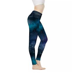 Belidome Stretch-Leggings für Damen, Yogahose für Joggen, Sport, hohe Taille, weich, langlebig, Größe XS-3XL, Blue Galaxy, L von Belidome