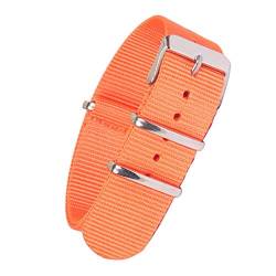 18mm 20mm 22mm Solid Color Armband Nylon NATO-Uhrenarmband-Armbanduhr-Band-Edelstahl-Wölbung, Orange, 20mm von Believewang