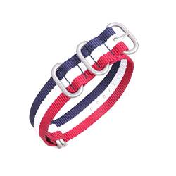 Armband Nylon Canvas-Bügel 18mm/20mm/22mm/24mm Gestreifte 5 Ring NATO Männer Ersatzband Uhrenzubehör, 18mm von Believewang