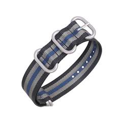 Armband Nylon Canvas-Bügel 18mm/20mm/22mm/24mm Gestreifte 5 Ring NATO Männer Ersatzband Uhrenzubehör, 24mm von Believewang