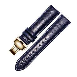 Krokodillederband 14mm-24mm Schwarz/Braun/Rot/Blau-Armband mit Faltschließe für Männer und Frauen, 15mm von Believewang