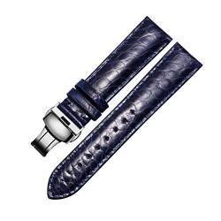 Krokodillederband 14mm-24mm Schwarz/Braun/Rot/Blau-Armband mit Faltschließe für Männer und Frauen, 20mm von Believewang