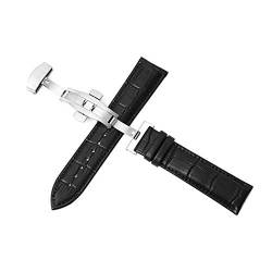 Leder Uhrenarmbänder 12-24mm Uhrenarmband 22mm Uhrenarmband Doppelpresse Automatische Butterflyschließe, 24mm von Believewang