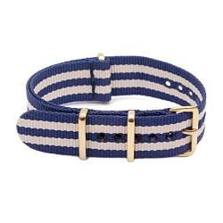 Nylon Uhrenarmband 18mm/20mm/22mm/24mm Sport Armband Goldwölbung Striped Ersatzband, 18mm von Believewang