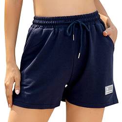 Belisy Damen Hohe Taille Casual Solide Kordelzug Shorts Sommer Stretchy Kurze Hose mit Taschen von Belisy