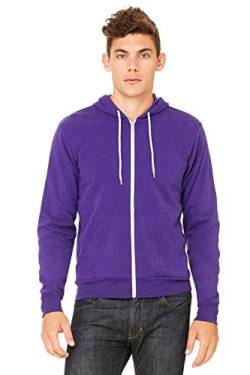 Bella Canvas 3739 Unisex Kapuzenpullover mit durchgehendem Reißverschluss, Größe M, Violett von Bella+Canvas