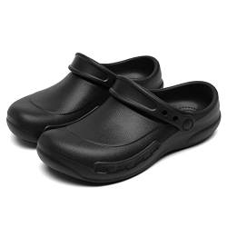 Bella Bays Gartenclogs rutschfest Gartenschuhe Unisex-Erwachsene Clogs rutschfest ölbeständig Küchen Sommer Hausschuhe Pantoletten Schwarz 45/46 von Bella Bays