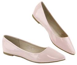 Bella Marie Angie Women's Pointy Toe Slip On Classic Ballet Flats Dusty Rose Patent 7 von Bella Marie