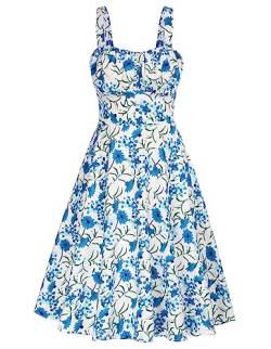 Belle Poque 50s Rockabilly Kleid Frauen Elegant Sweetkeart Ausschnitt Floral Kleid für Hochzeit Gast 380-15 XL von Belle Poque