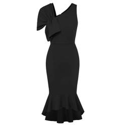 Belle Poque Bodycon Kleid Kurzarm Fischschwanz Partykleid Abendkleid für Hochzeti Schwarz S von Belle Poque