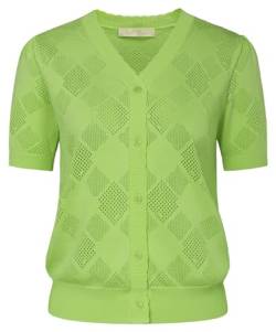 Belle Poque Damen Kurzarm Strickjacke Ausgehöhlte V-Ausschnitt Button-up Strickwaren von Belle Poque