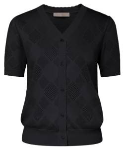 Belle Poque Damen Kurzarm Strickjacke Ausgehöhlte V-Ausschnitt Button-up Strickwaren von Belle Poque