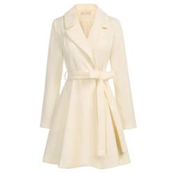 Belle Poque Damen Retro 50s Wintermantel mit Kunstpelz Herbst Coat mit Pelzkragen Beige XL BP0590A22-03 von Belle Poque