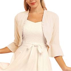 Belle Poque Damen Strickjacke Festliche Bolero Elegant Party Kurz Cardigan Hochzeit Aprikose S von Belle Poque