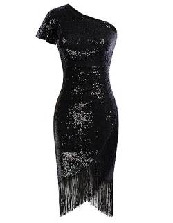 Belle Poque Kleid Damen Glizter 1920s Etuikleid Partykleid Abendkleid Cocktailkleid Party Schwarz XL von Belle Poque