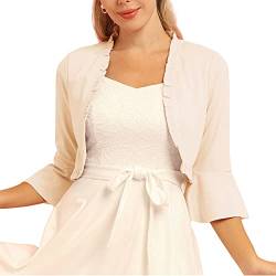 Belle Poque Oberteile für Frauen Festlich Elegant Pullover Casual Shrug Top Kurz Cardigan Farbe:Aprikose M von Belle Poque