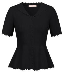 Belle Poque Strickjacken für Damen Leichte Weiche Lässige Cropped Knit Shrugs für Kleid Schwarz BP0905-01 L von Belle Poque