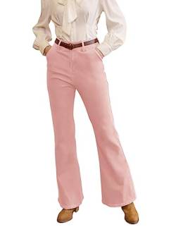 Damen 70er Bootcut Jeanshose Jeans Vintage Boyfriend-Jeans 90er E-Girl Hose mit Taschen Hellrosa XL BP0755A23-05 von Belle Poque