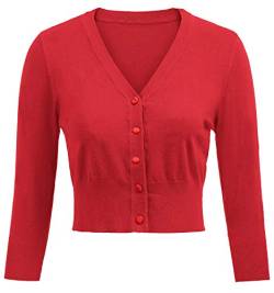 Damen Bolero Soft Freizeit Bolerojacke 3/4 Ärmel Leicht Contrast Button Schulterjacke BP928-5 2XL von Belle Poque