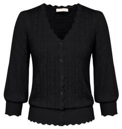 Damen Bolero Vintage 3/4 Arm V-Ausschnitt Cardigan Kurz Strickjacke Elegant Schwarz S von Belle Poque