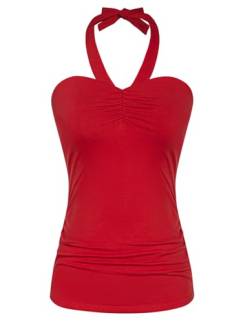 Damen Casual Crossover Weste Kurzarm Shirt Sommer Kragen Top Rot L von Belle Poque