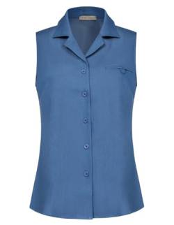 Damen Freizeit Hemd Sommer Ärmelloses Top Revers Navy Blue 2XL von Belle Poque