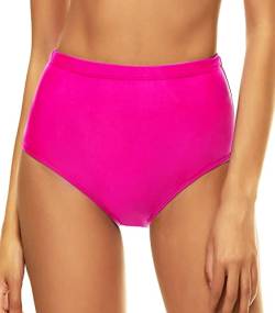 Bellecarrie Damen Bikini-Badehose mit hoher Taille, volle Abdeckung, Tankini, Badeanzughose, Tanzslip, hot pink, XX-Large von Bellecarrie