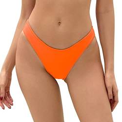 Bellecarrie Damen Cheeky Brazilian Bikinihose Low Rise High Cut Badehose, Orange, Medium von Bellecarrie